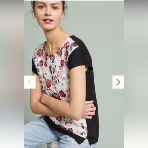 Eva Franco Black and White Fitted Graphic Blouse